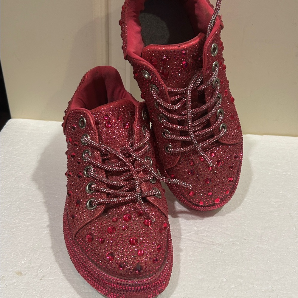 Bling Sparkle Jazzy Retro Disco shiny Rhinestone laceUp platform sneakers size 6 - Picture 13 of 13